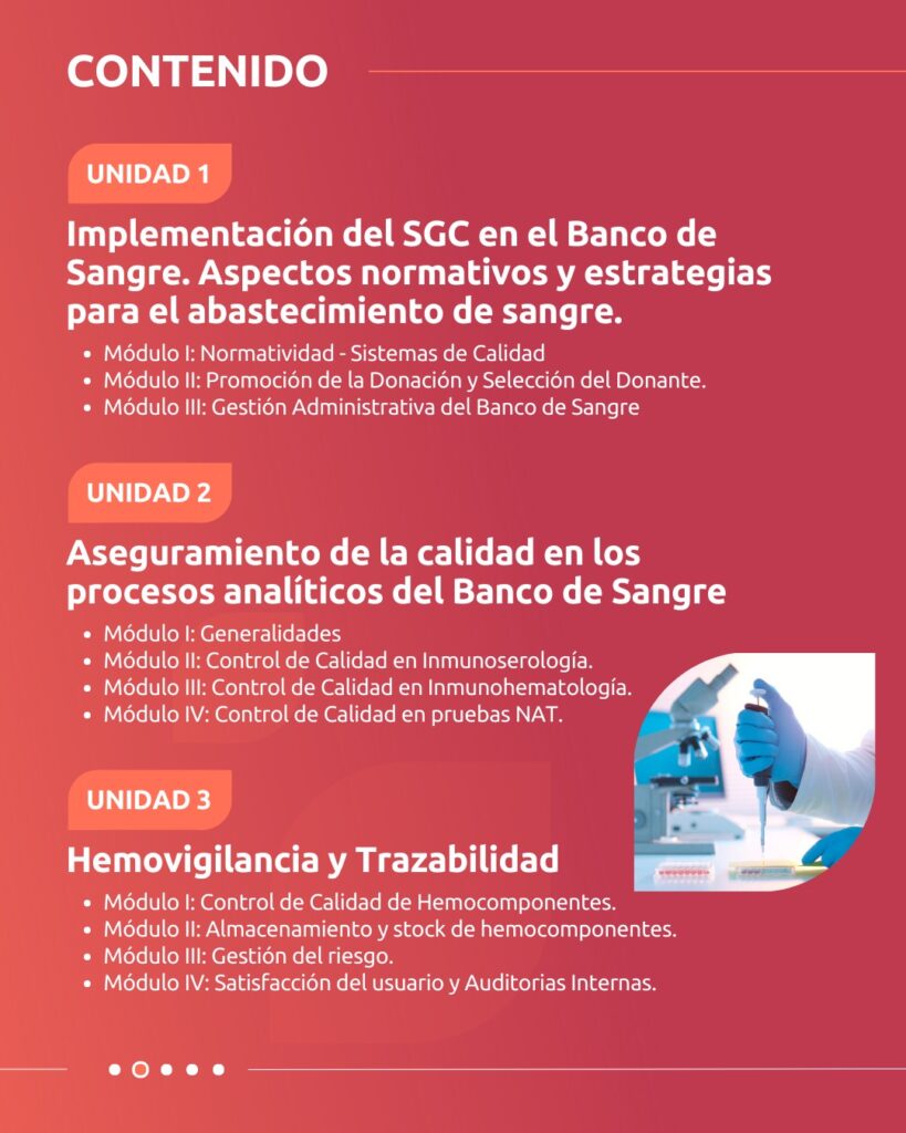 Diplomado Internacional Control De Calidad En Banco De Sangre Y